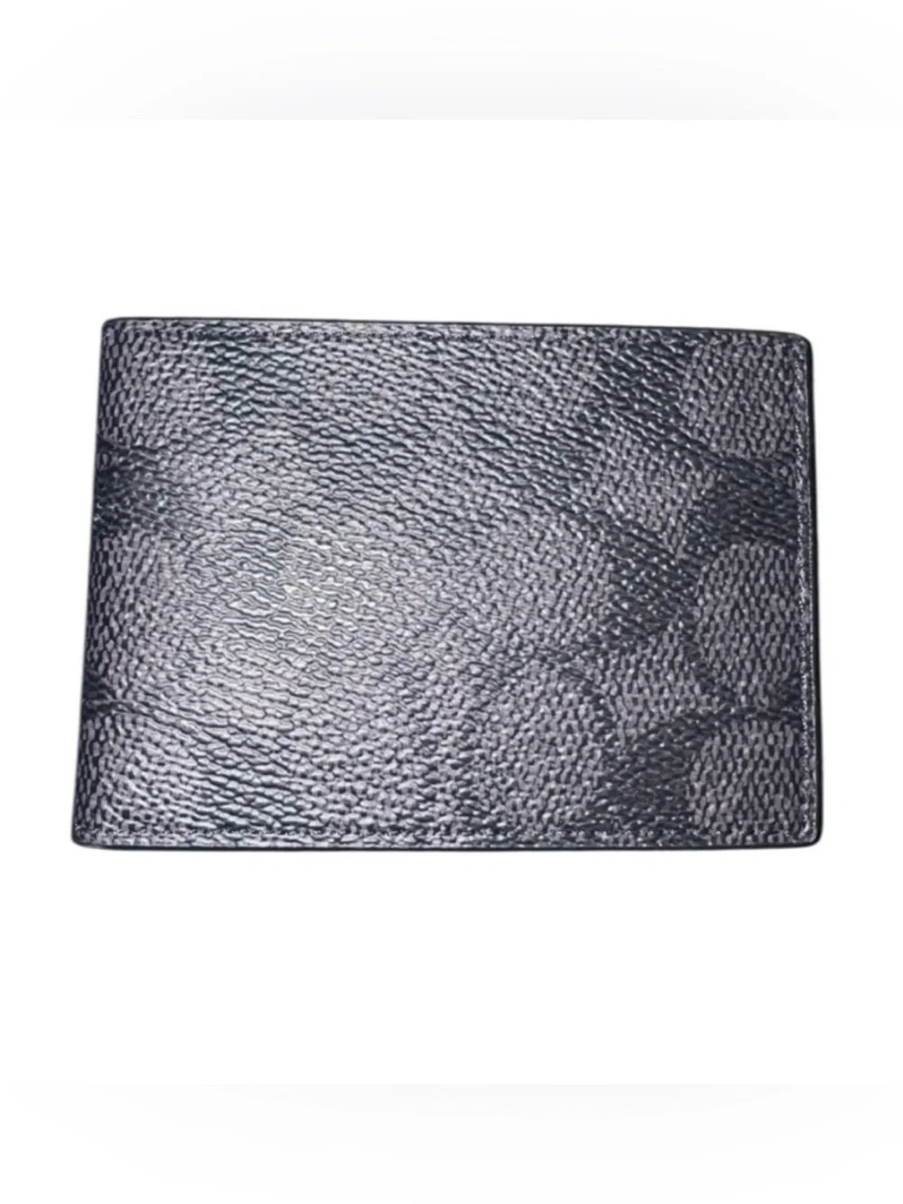 Coach men’s  Textured Leather Bi-Fold Wallet - Black cc pattern *nwt